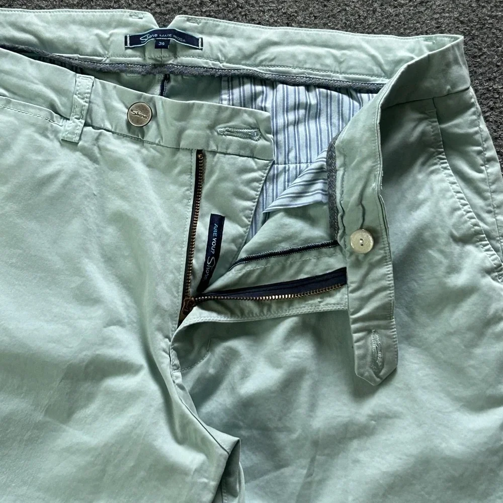 Shore Pants Mens 36x30 Green Stretch Chino Canvas Made USA Casual Spring